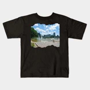 Photography of Memphis Tennessee skyline blue clouded sky USA city break Kids T-Shirt